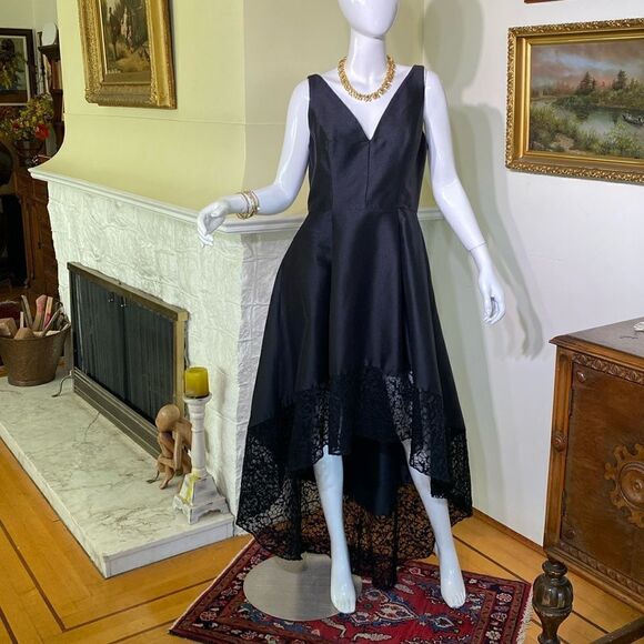 Monique Lhullier Black High Low Sleeveless Ball Gown - Picture 2 of 11